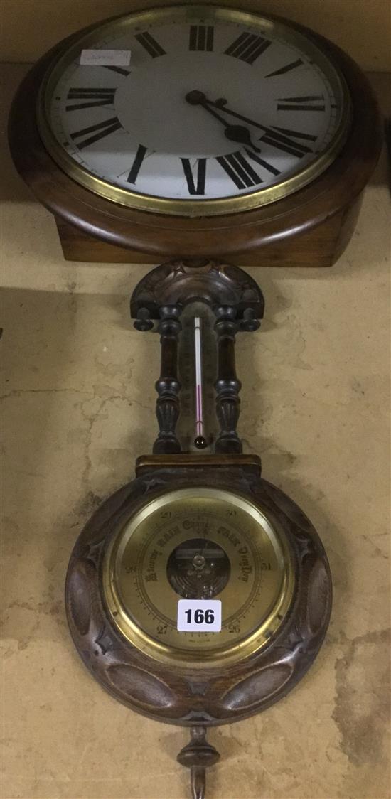 Dial circular wall clock & small barometer